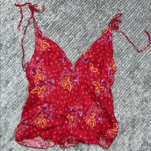 Free People Red Floral Camisole